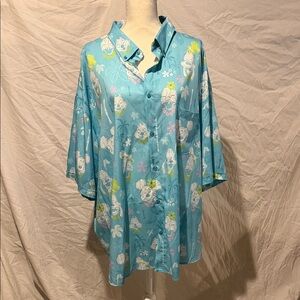 Light Blue Tropical Disney Print Button-Up men’s Top
